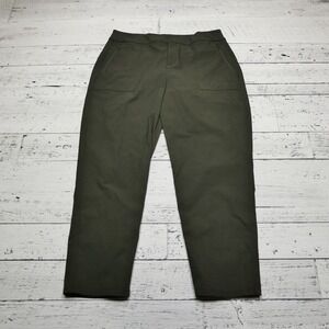 Athleta Wander Hybrid Pants Womens‎ Size 16 Green Nylon Stretch Zip Pockets